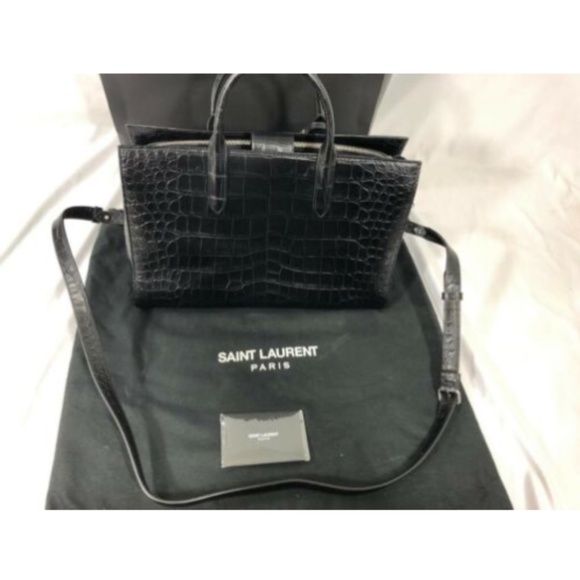 Yves Saint Laurent YSL Hand Bag Tote Purse Black - Picture 3 of 12